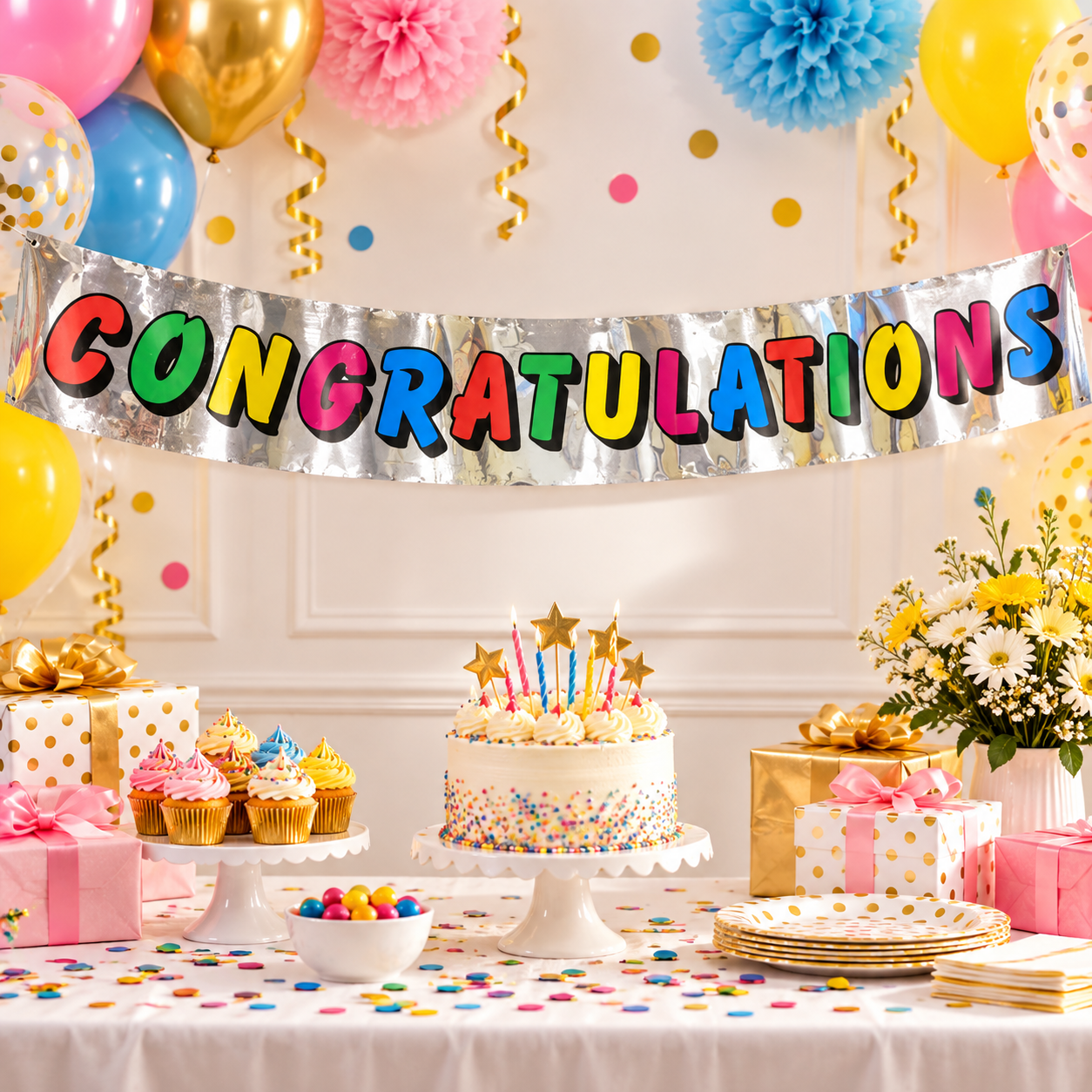 Foil Congratulations Banner Strip – 13cm x 92cm